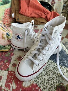 Converse Chuck Taylor All Star High Top Sneakers - White with Red Trim
